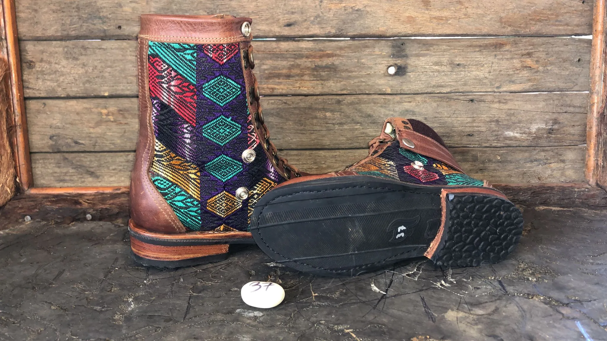 Size 37 Gypsy Boots - Turquoise Diamonds