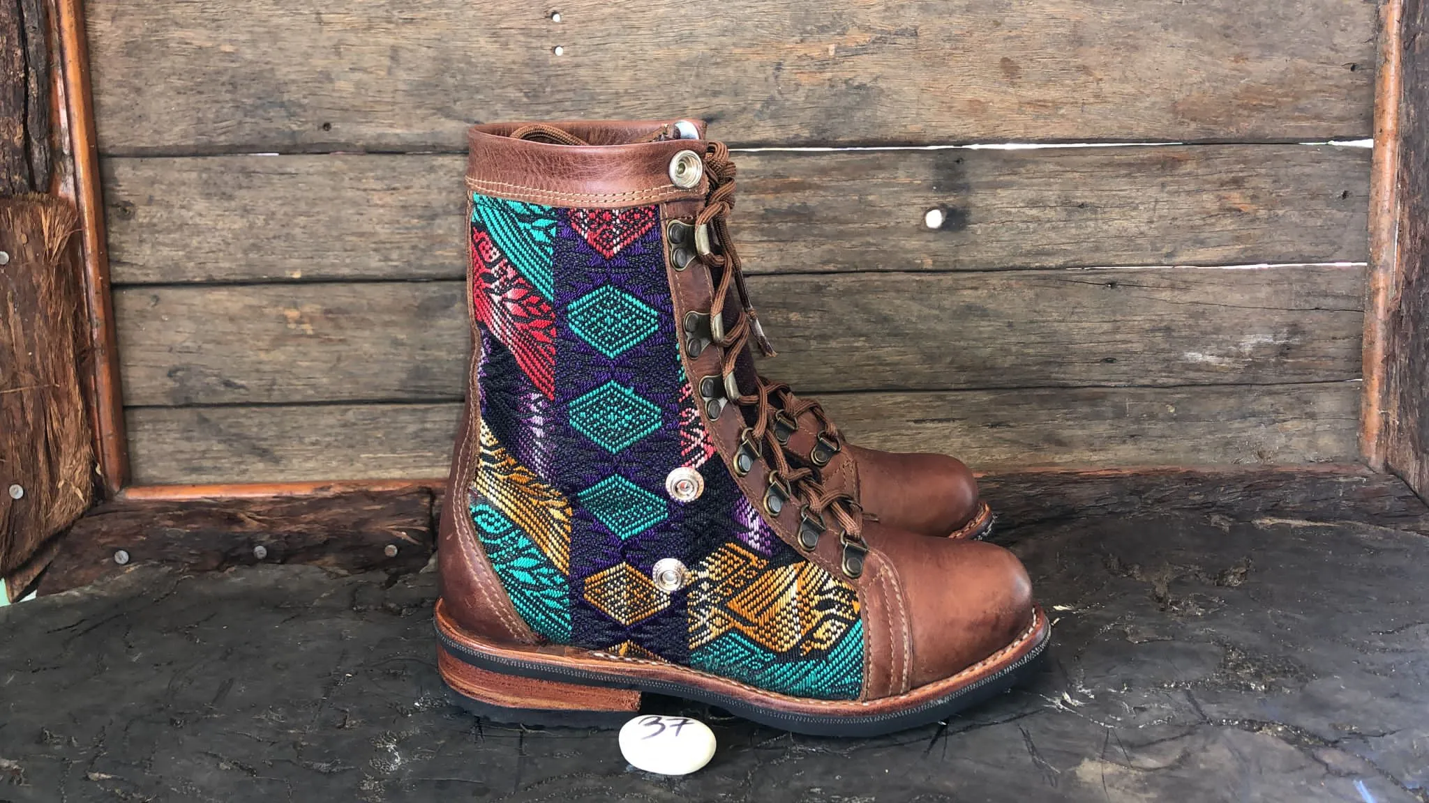 Size 37 Gypsy Boots - Turquoise Diamonds