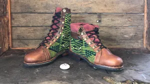 Size 38 Gypsy Boots - Green Diamonds