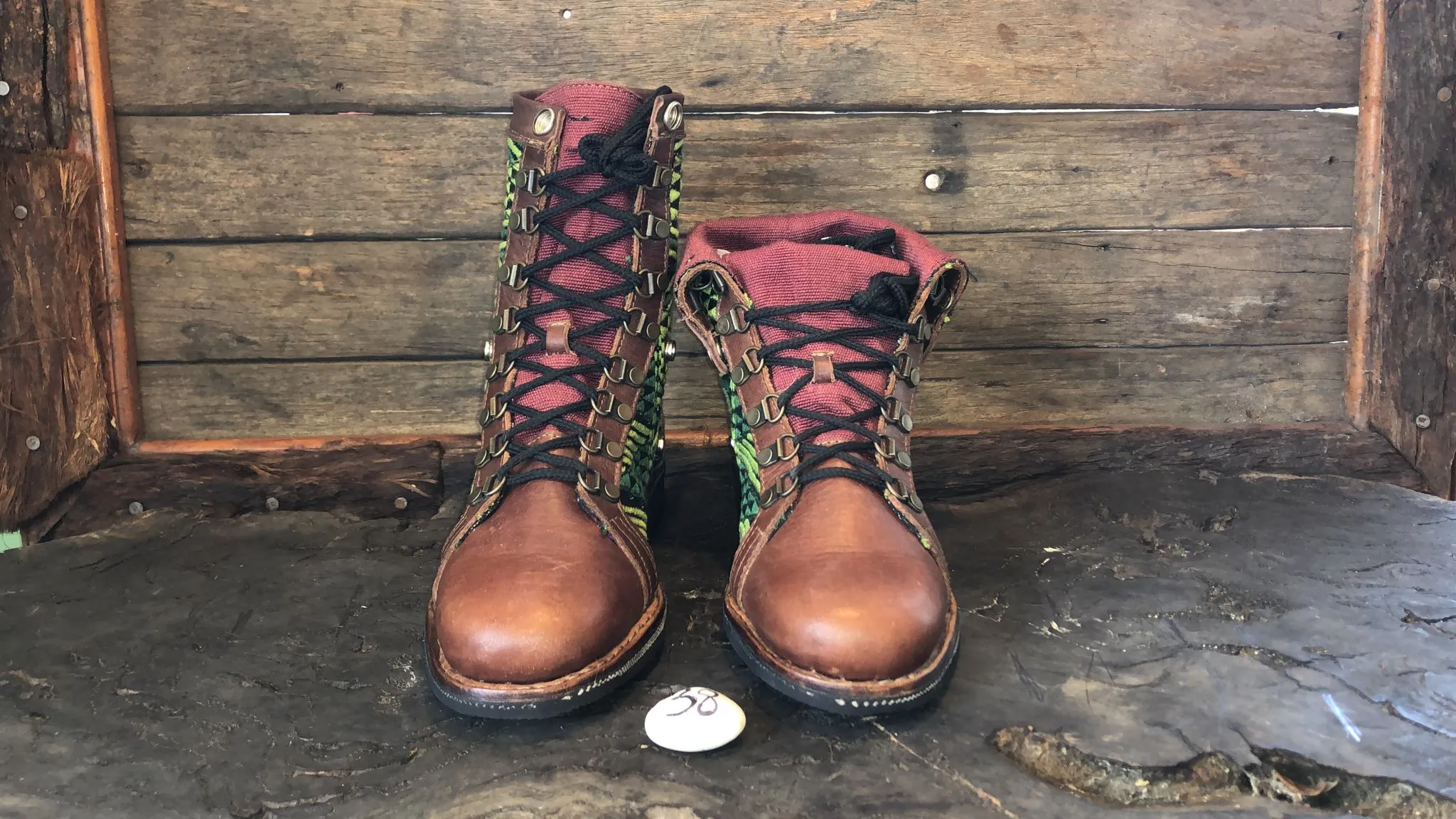 Size 38 Gypsy Boots - Green Diamonds