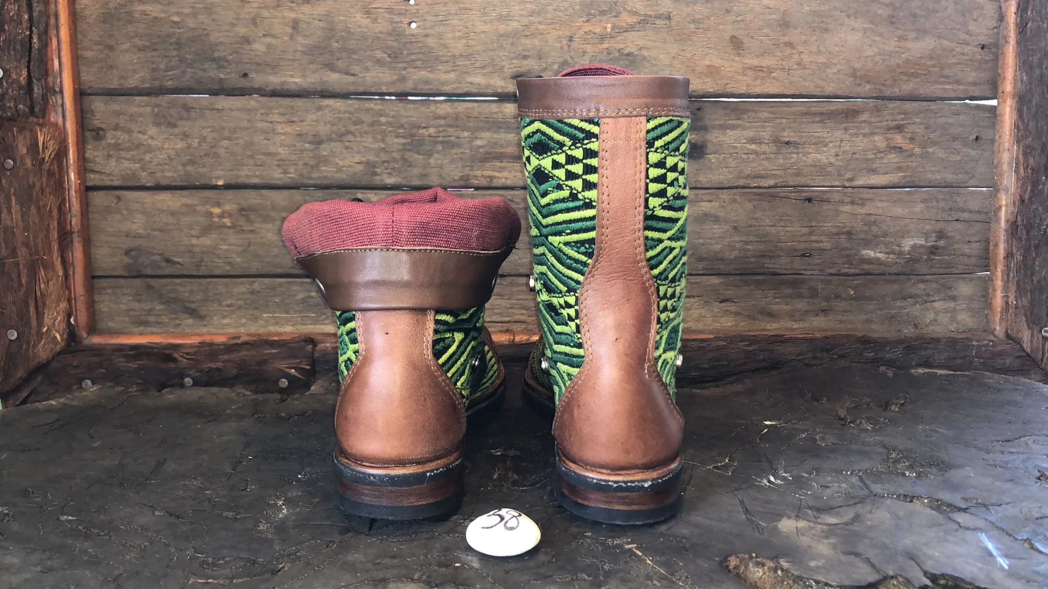 Size 38 Gypsy Boots - Green Diamonds