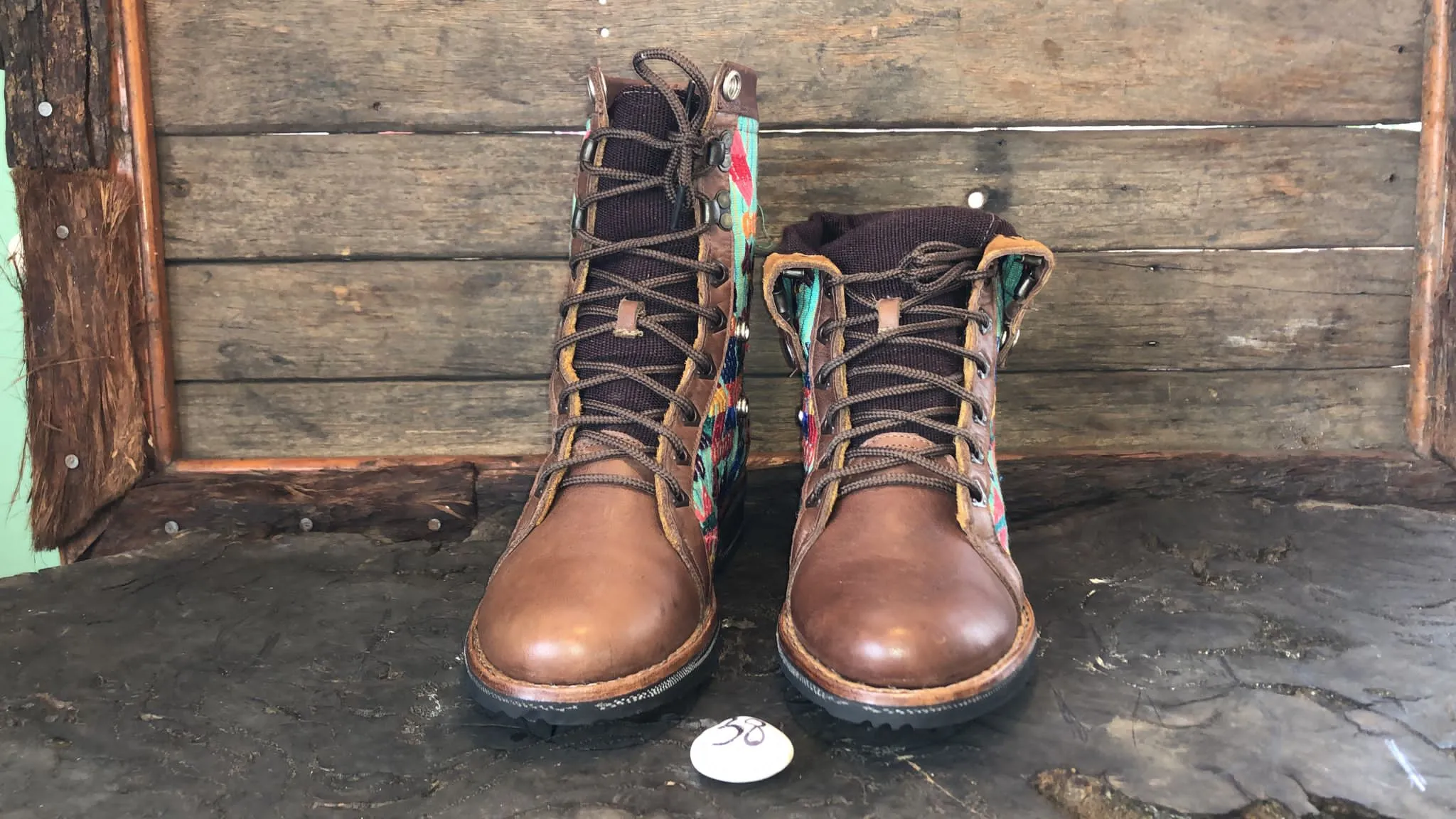 Size 38 Gypsy Boots - Mayan Magical Animals on Turquoise