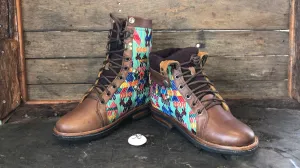 Size 38 Gypsy Boots - Mayan Magical Animals on Turquoise