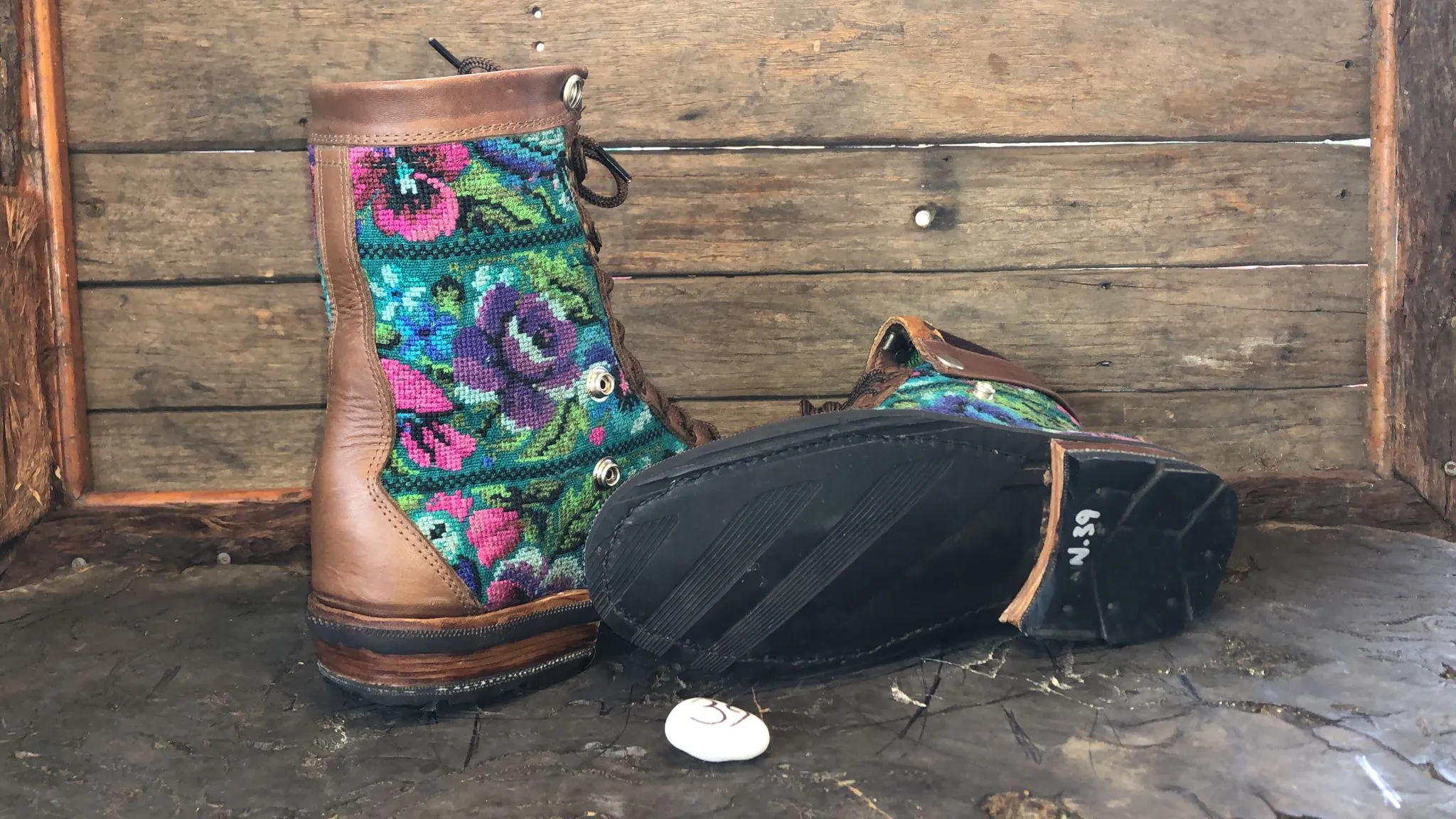 Size 39 Gypsy Boots - Turquoise Garden