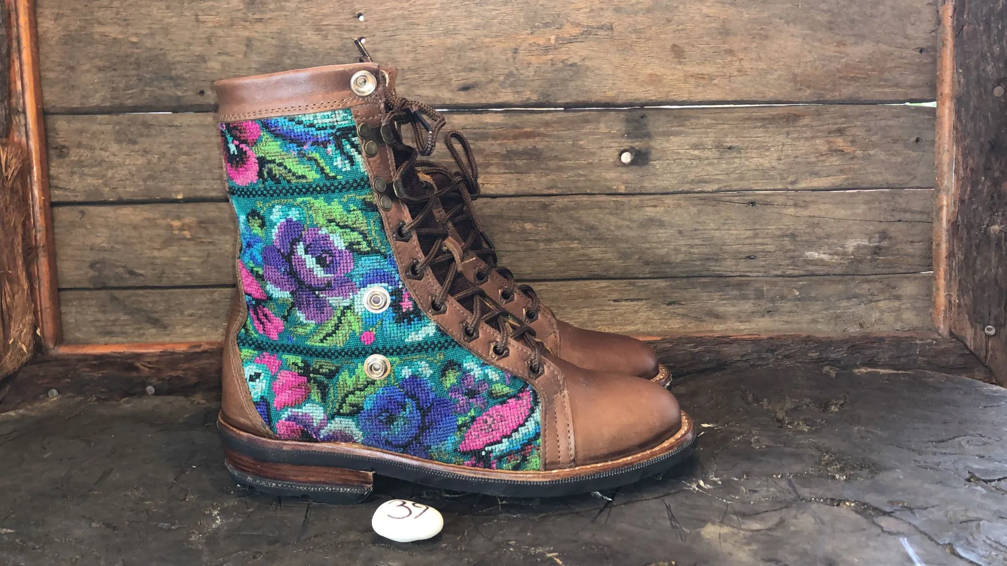 Size 39 Gypsy Boots - Turquoise Garden