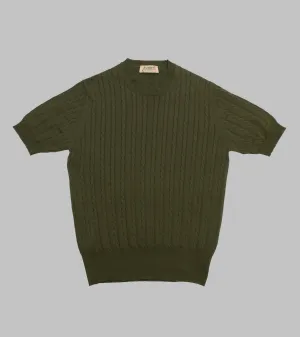 ‘Skipper’ Cable-Knit Tee Olive