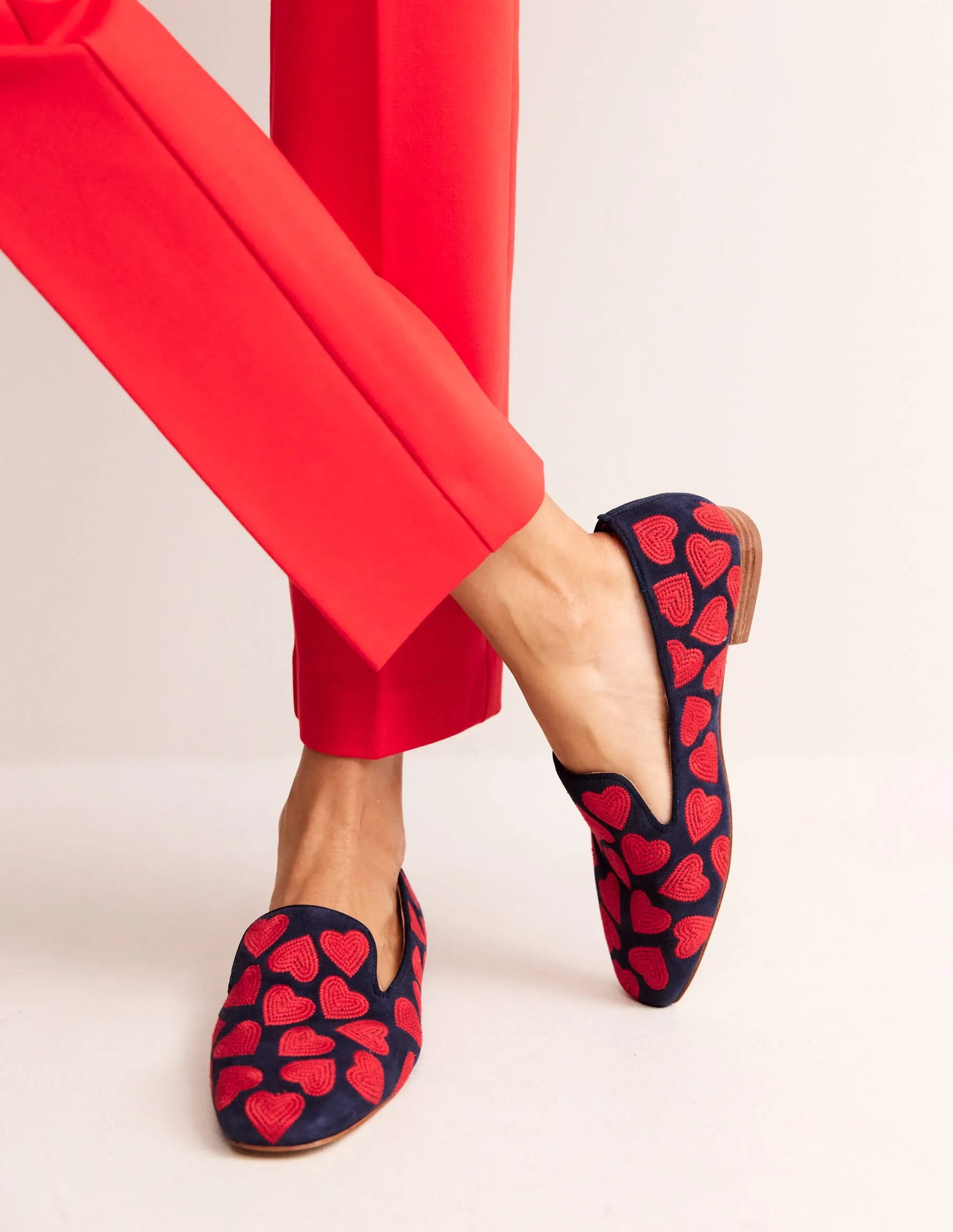 Slipper Cut Loafer-Navy, Red Heart