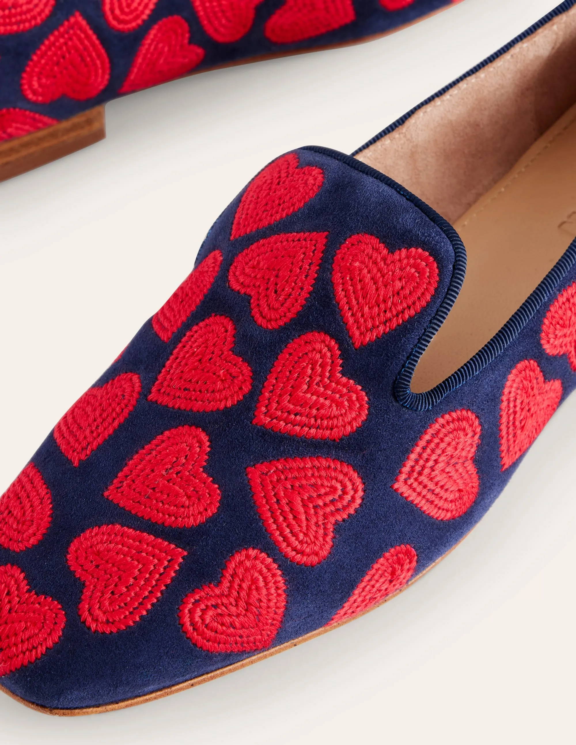Slipper Cut Loafer-Navy, Red Heart