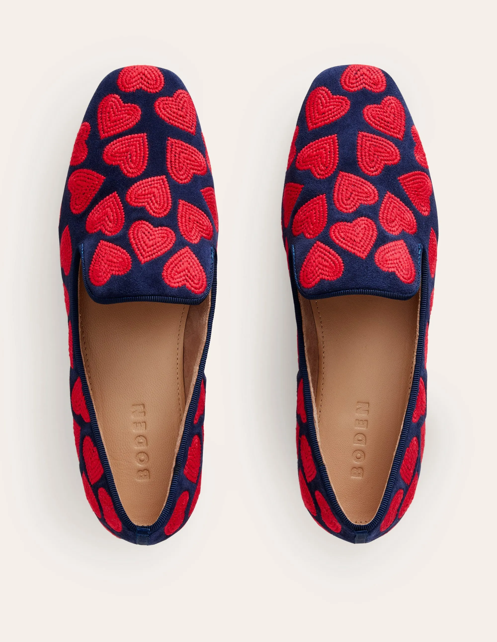 Slipper Cut Loafer-Navy, Red Heart