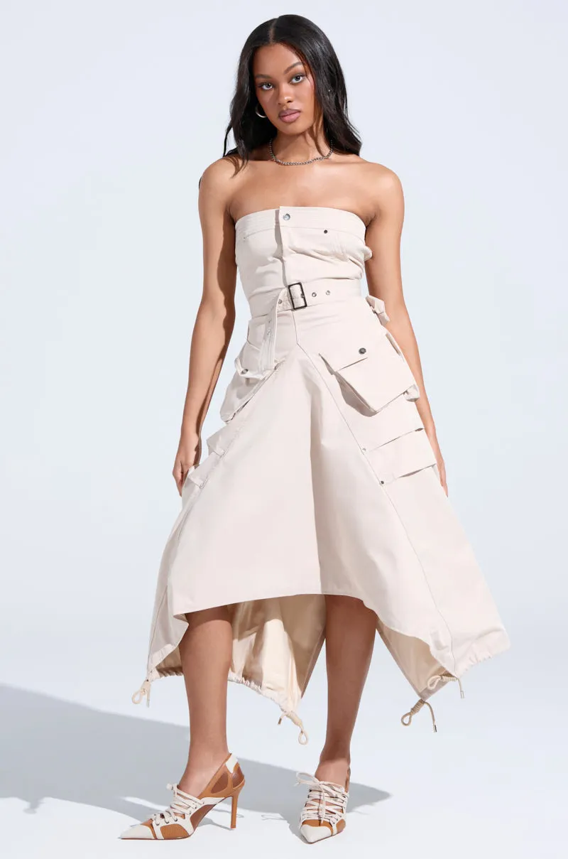 STROLLIN DOWN SOHO CARGO MIDI DRESS