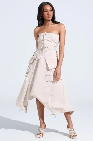 STROLLIN DOWN SOHO CARGO MIDI DRESS