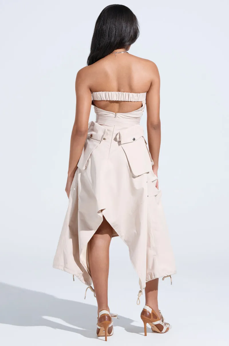 STROLLIN DOWN SOHO CARGO MIDI DRESS