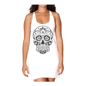 Sugar Skull Women's Long Tank Dress (White)