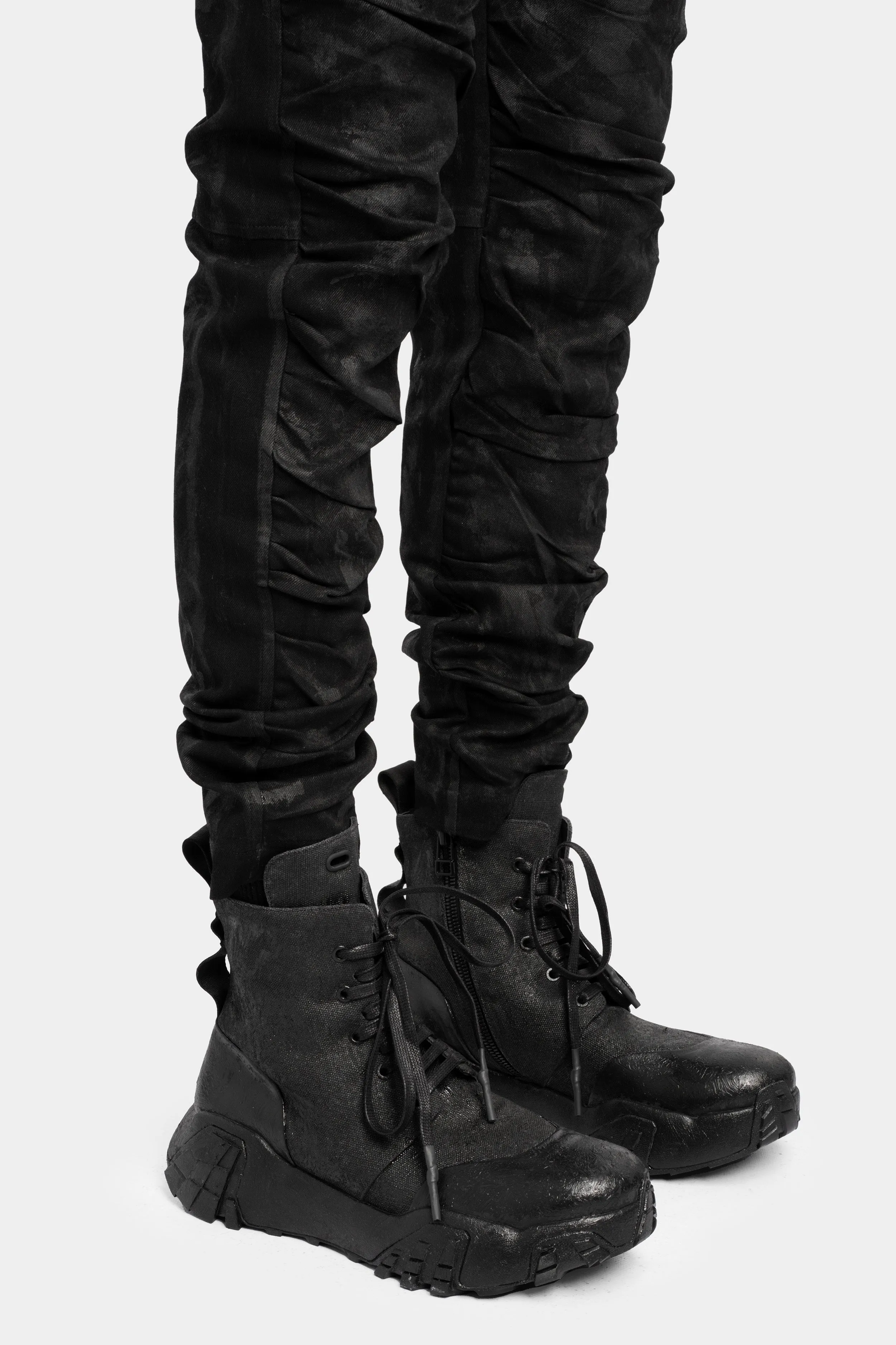 Tar coated canvas boots