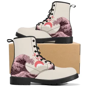 The Light Pink Great Wave Leather Boots