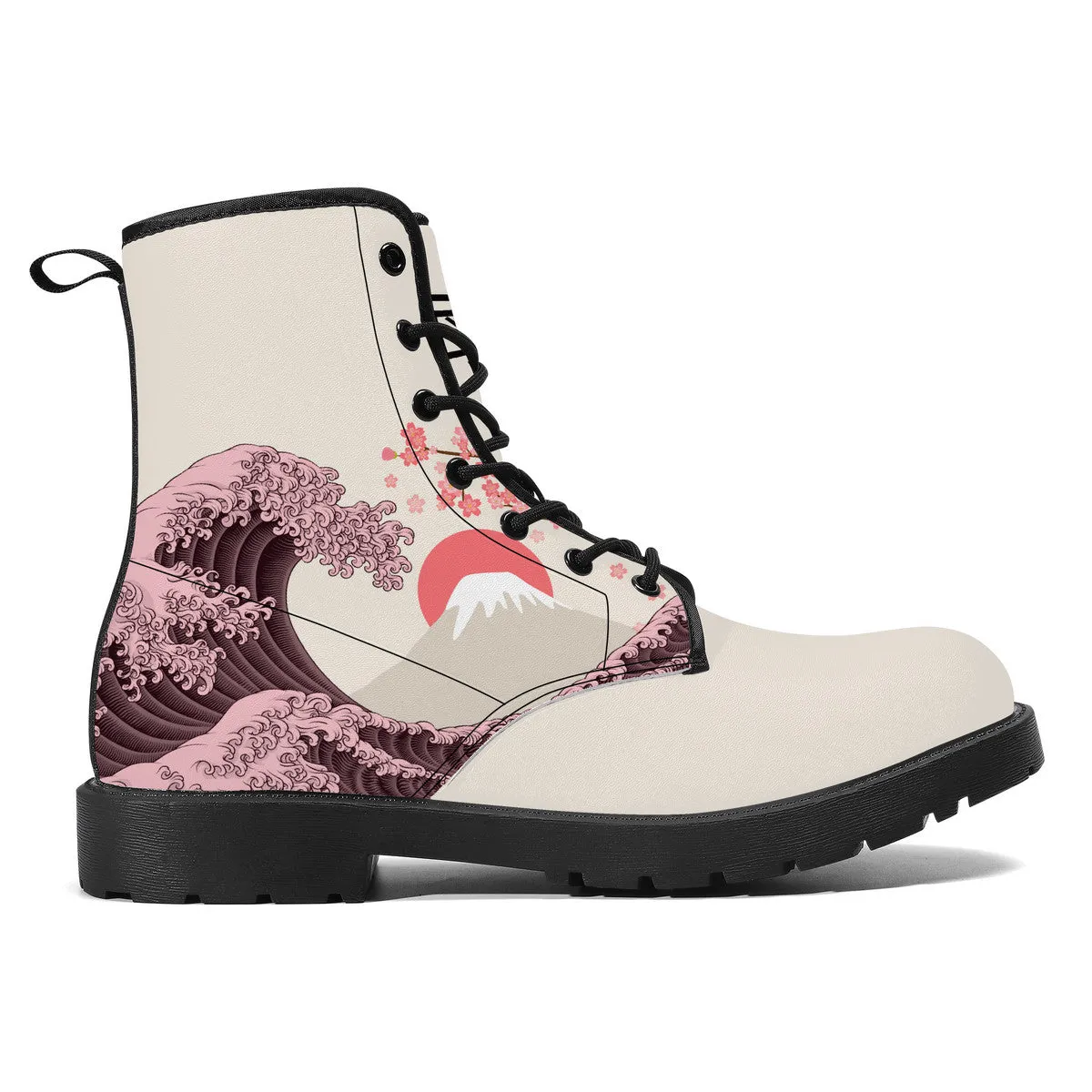 The Light Pink Great Wave Leather Boots