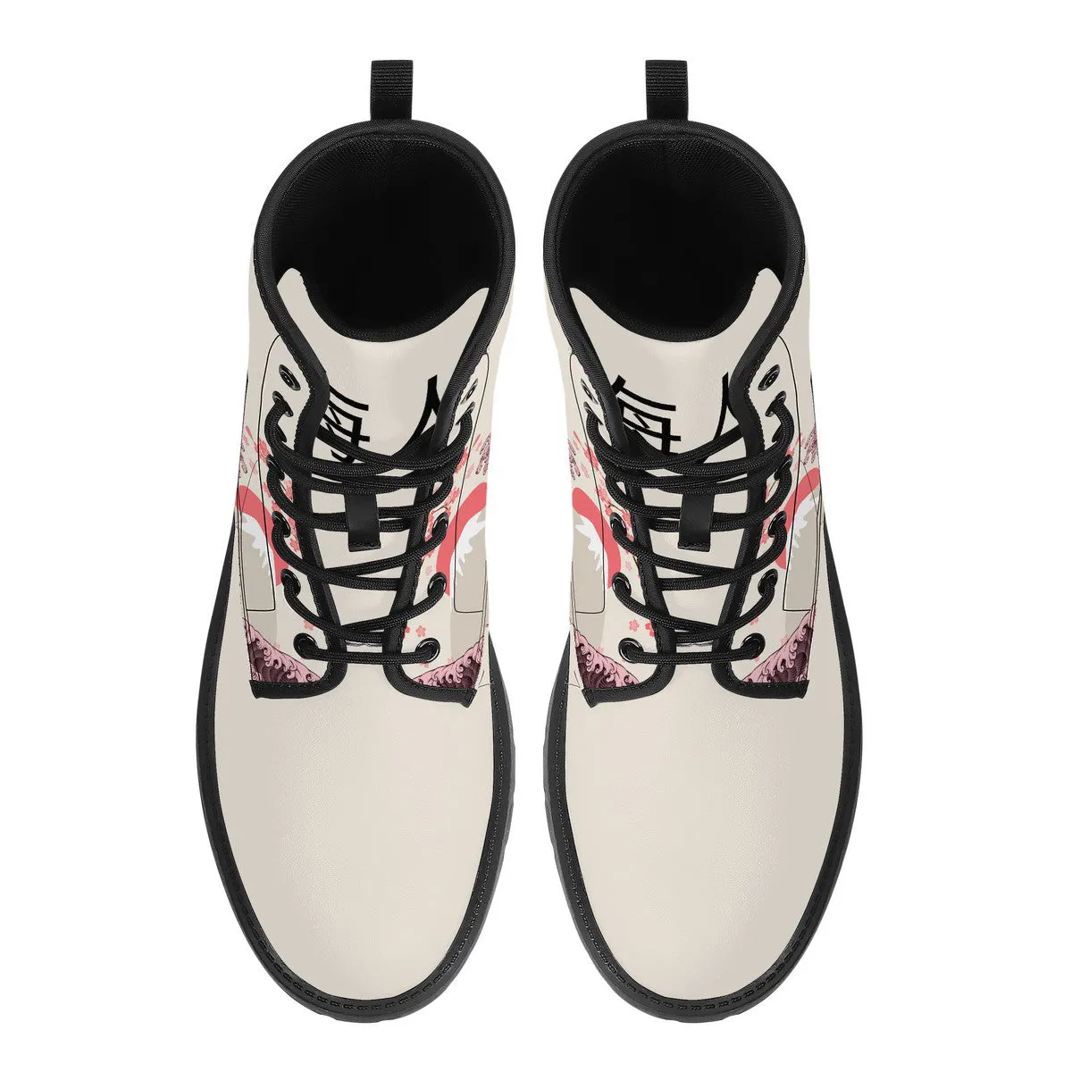 The Light Pink Great Wave Leather Boots