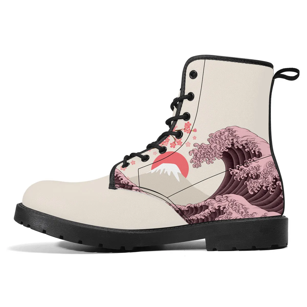 The Light Pink Great Wave Leather Boots