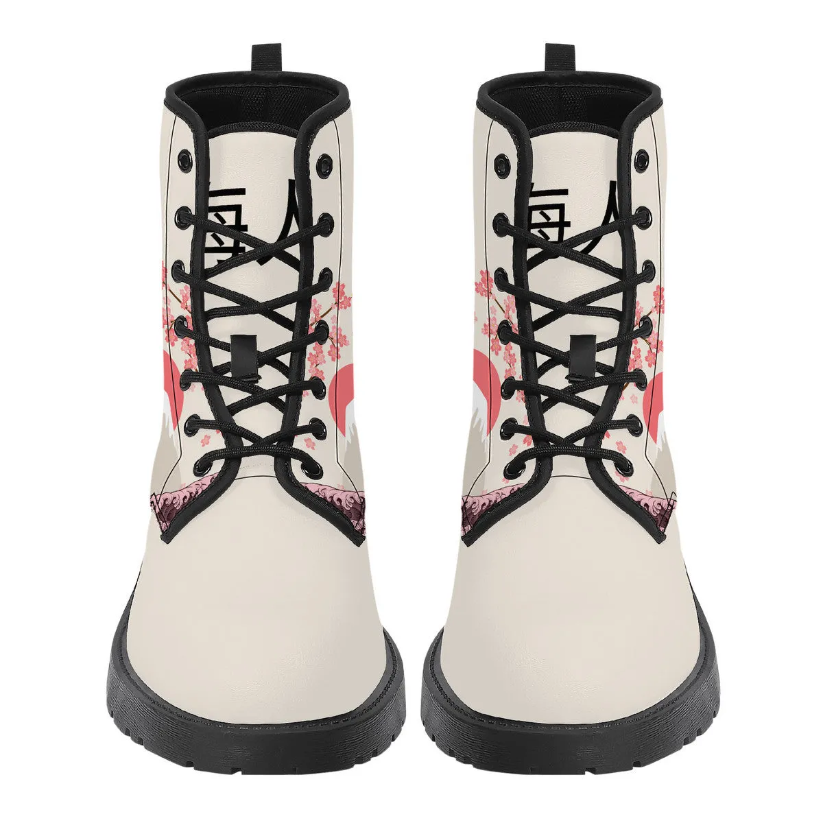 The Light Pink Great Wave Leather Boots