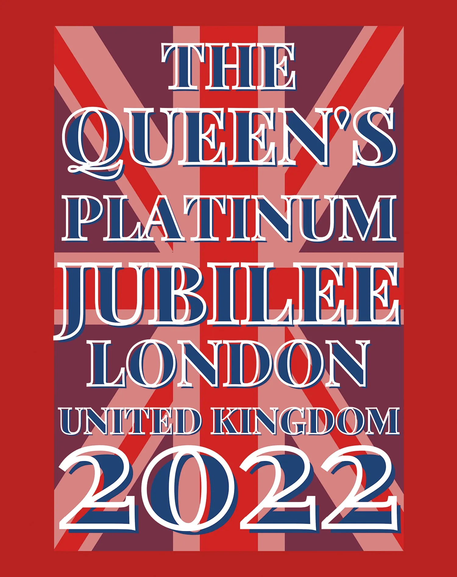 UA Queen's Platinum Jubilee London UK Flag Men's T-shirt (Red)