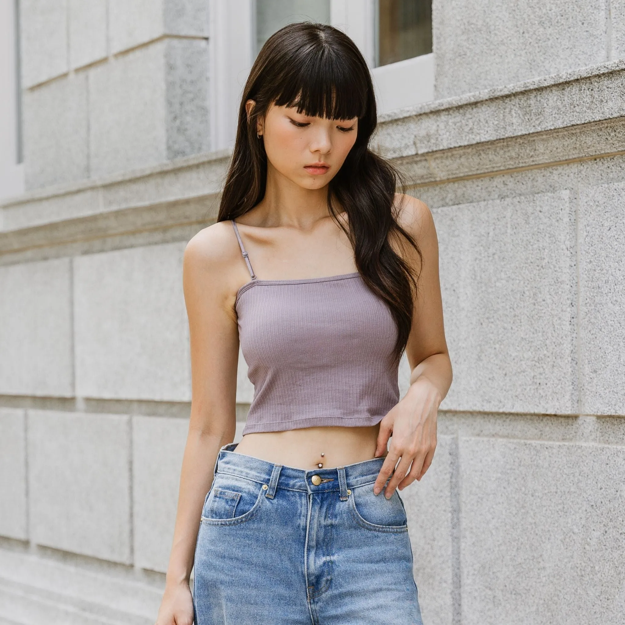 Urban Edge! 2-Way Tube Bra Top (Ribbed Cotton) in Creme Taro
