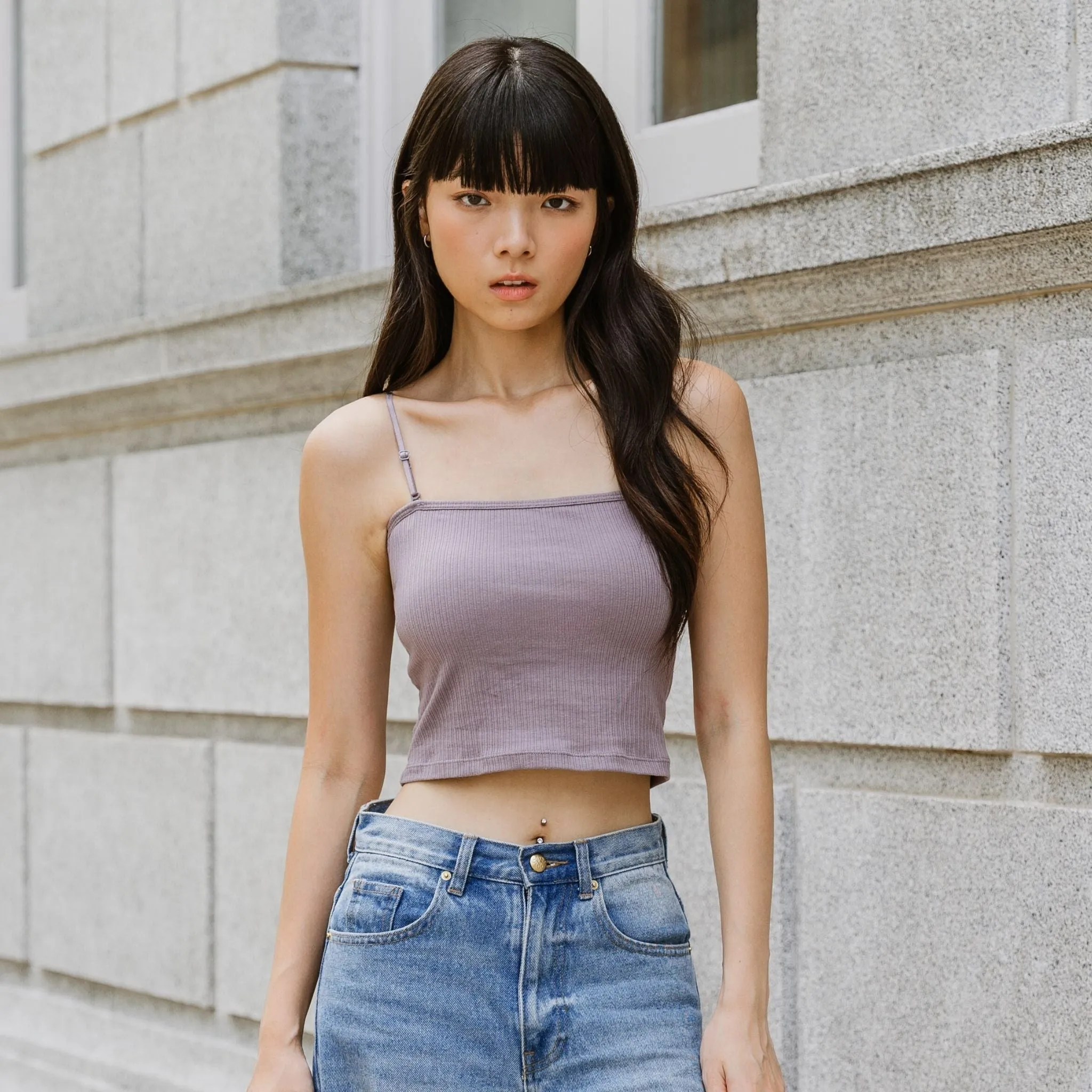 Urban Edge! 2-Way Tube Bra Top (Ribbed Cotton) in Creme Taro