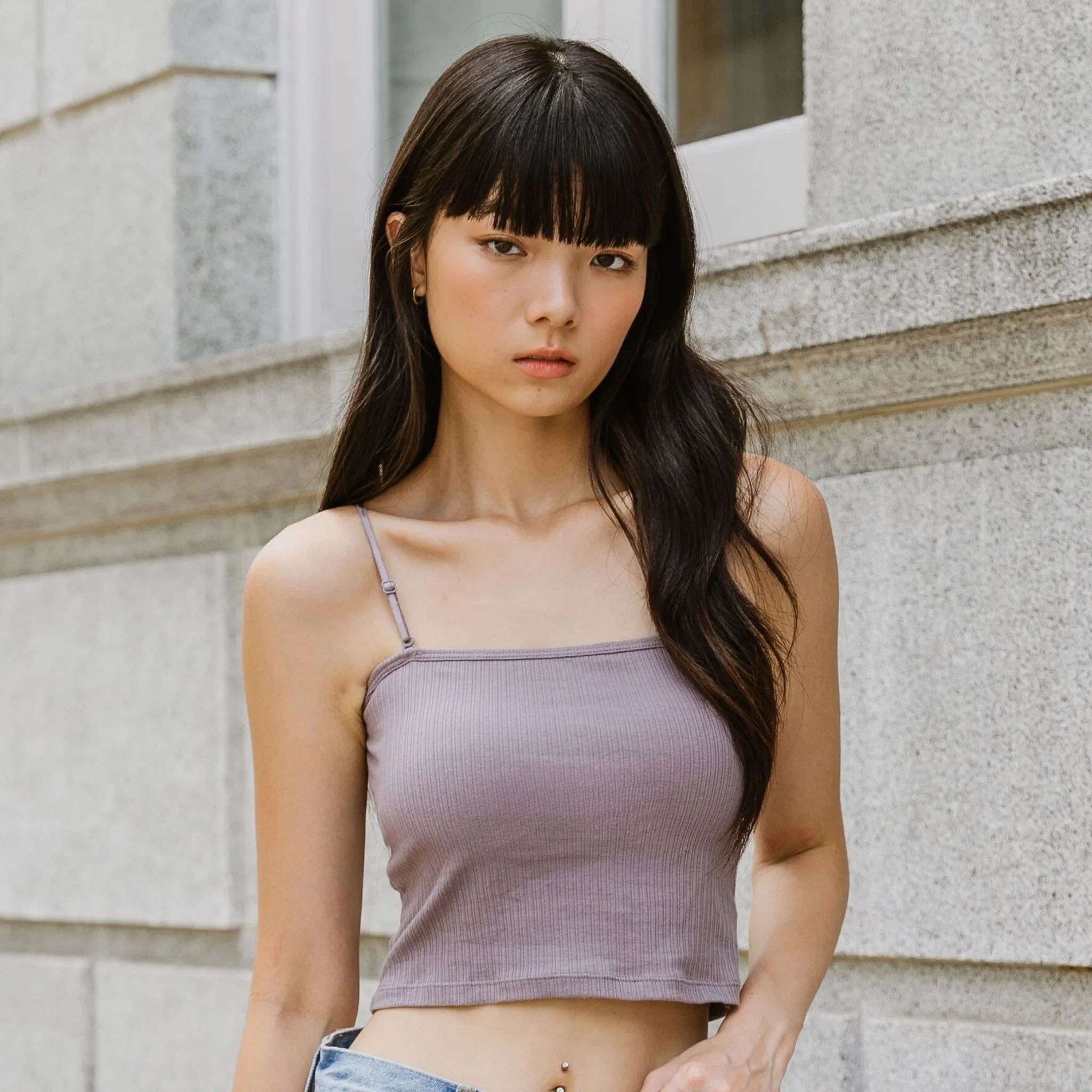 Urban Edge! 2-Way Tube Bra Top (Ribbed Cotton) in Creme Taro