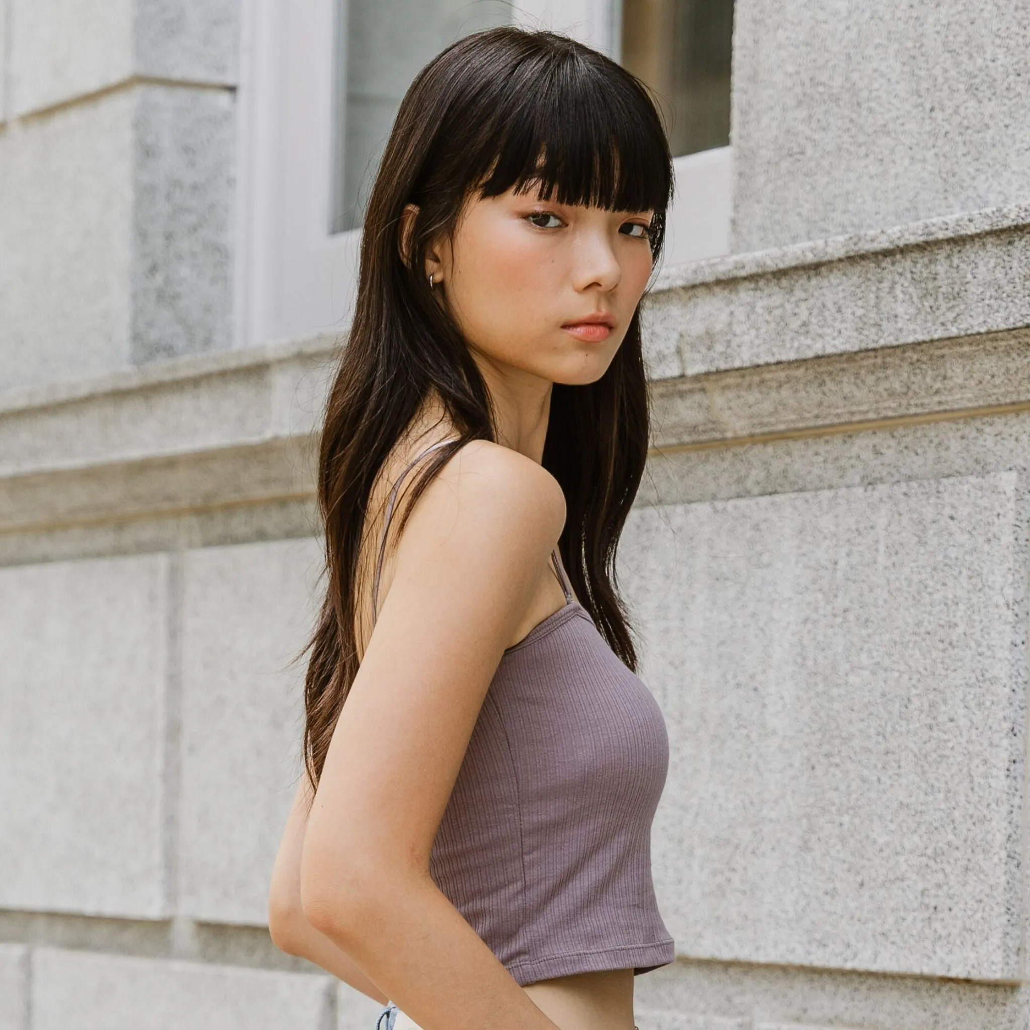 Urban Edge! 2-Way Tube Bra Top (Ribbed Cotton) in Creme Taro