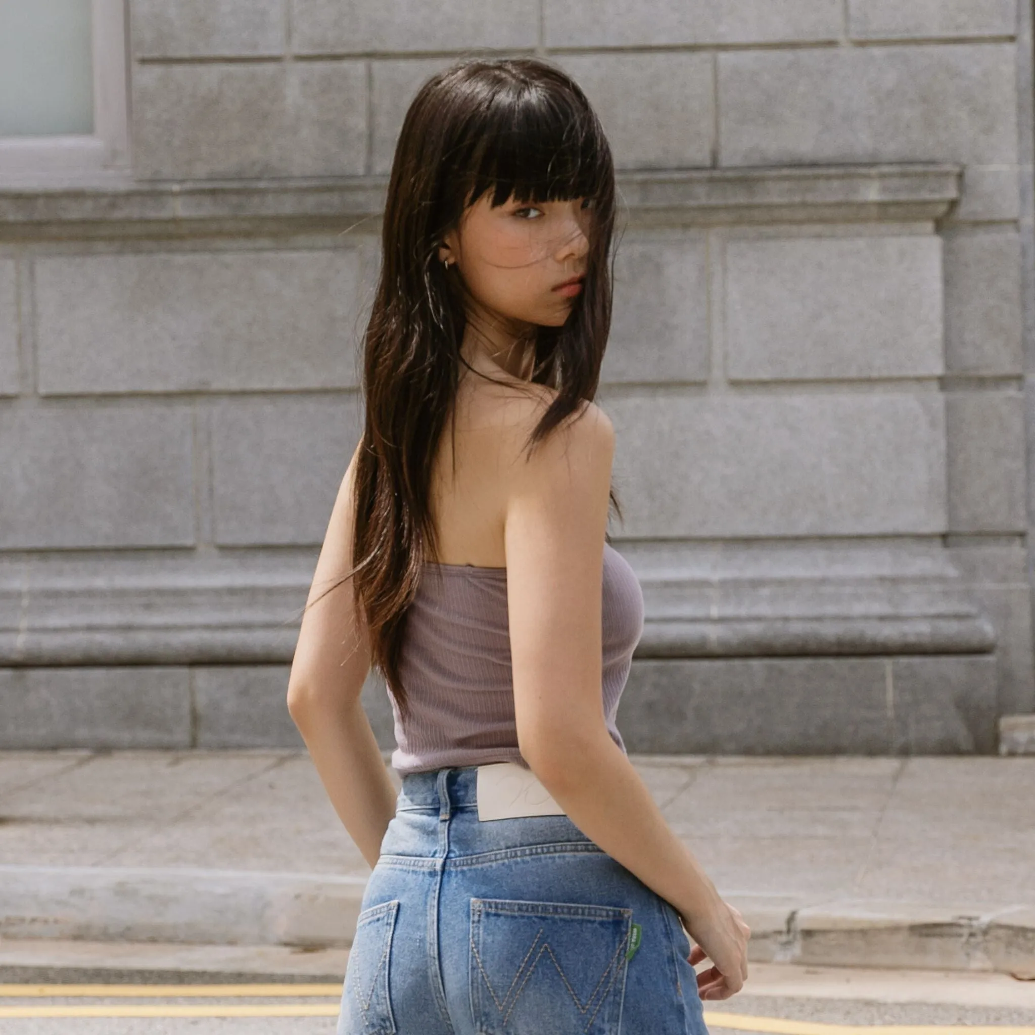 Urban Edge! 2-Way Tube Bra Top (Ribbed Cotton) in Creme Taro