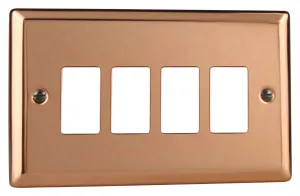 Varilight 4-Gang PowerGrid Plate Including Yoke (Twin Plate) in Polished Copper