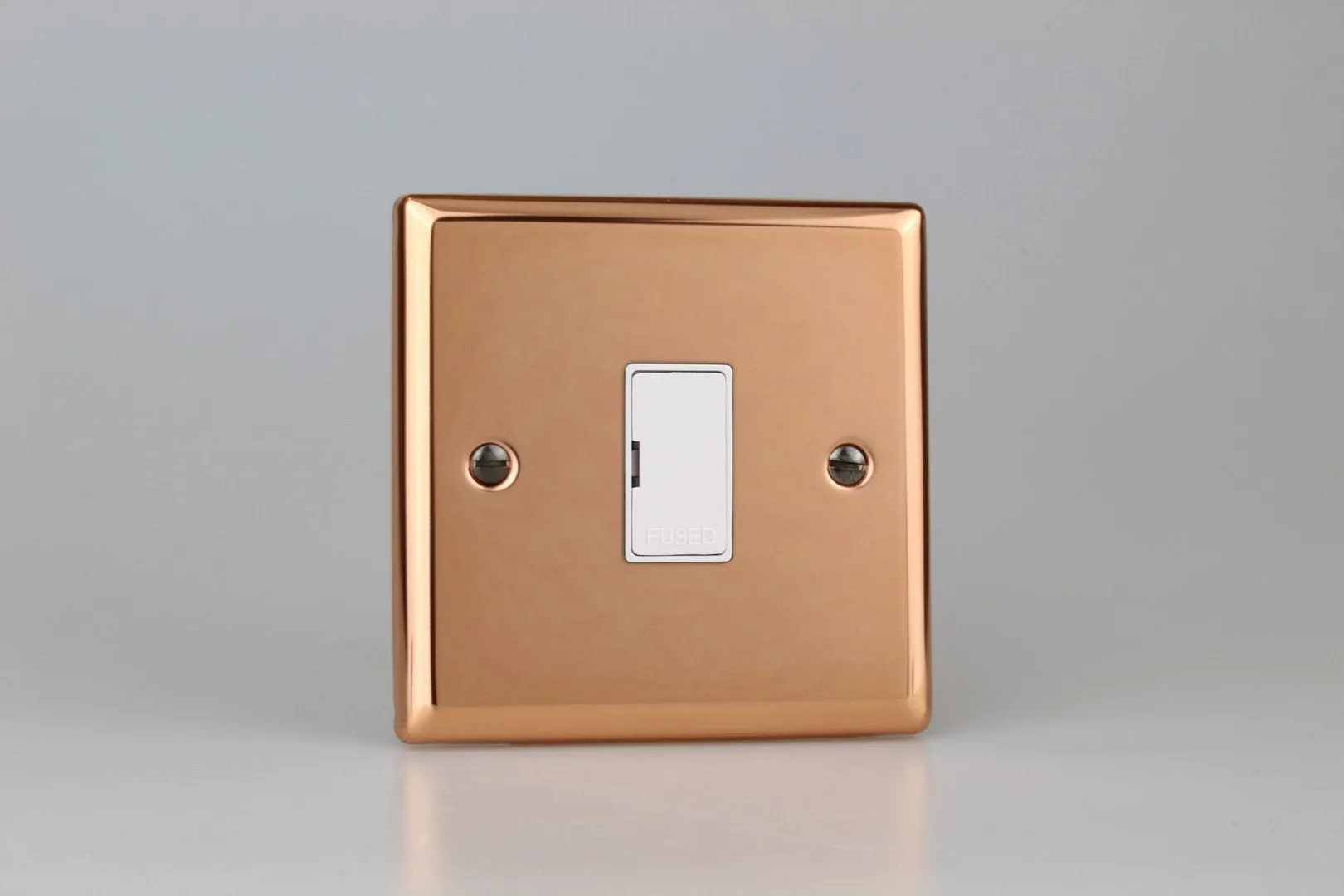 Varilight Classic Polished Copper 13 Amp Unswitched Fused Spur with White Inserts