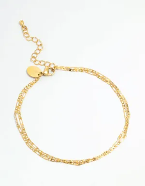 Waterproof Gold Plated Stainless Steel Double Layered Anklet