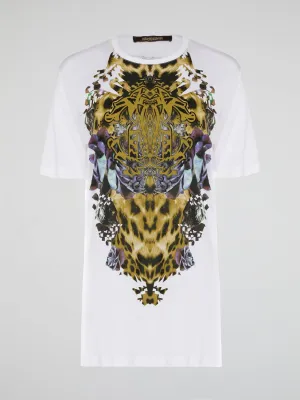 White Printed Oversized T-Shirt