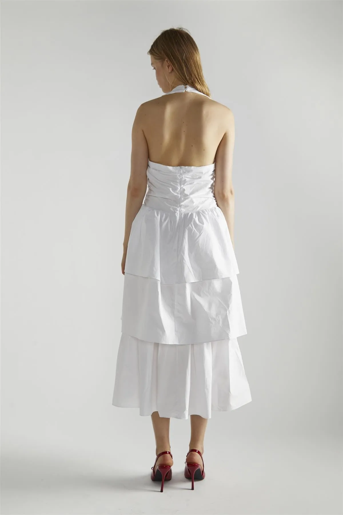 White Tiered Midaxi-Dress
