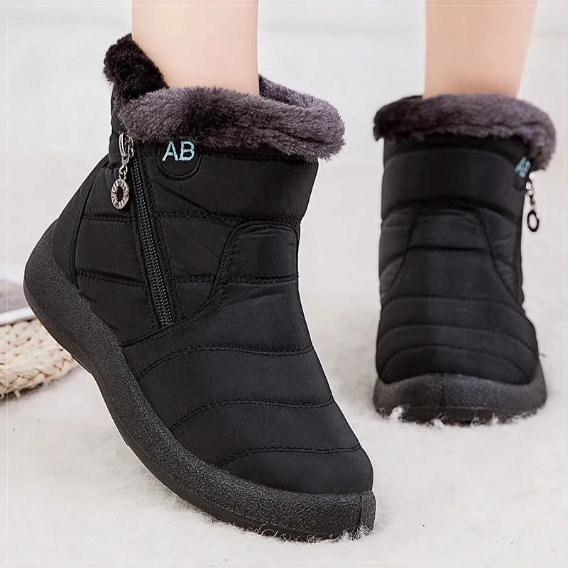 Women's Boots Fur Ankle Boots For Women Waterproof Snow Boots Winter Shoes Botas Mujer Black Short Boot Elegant Booties Women