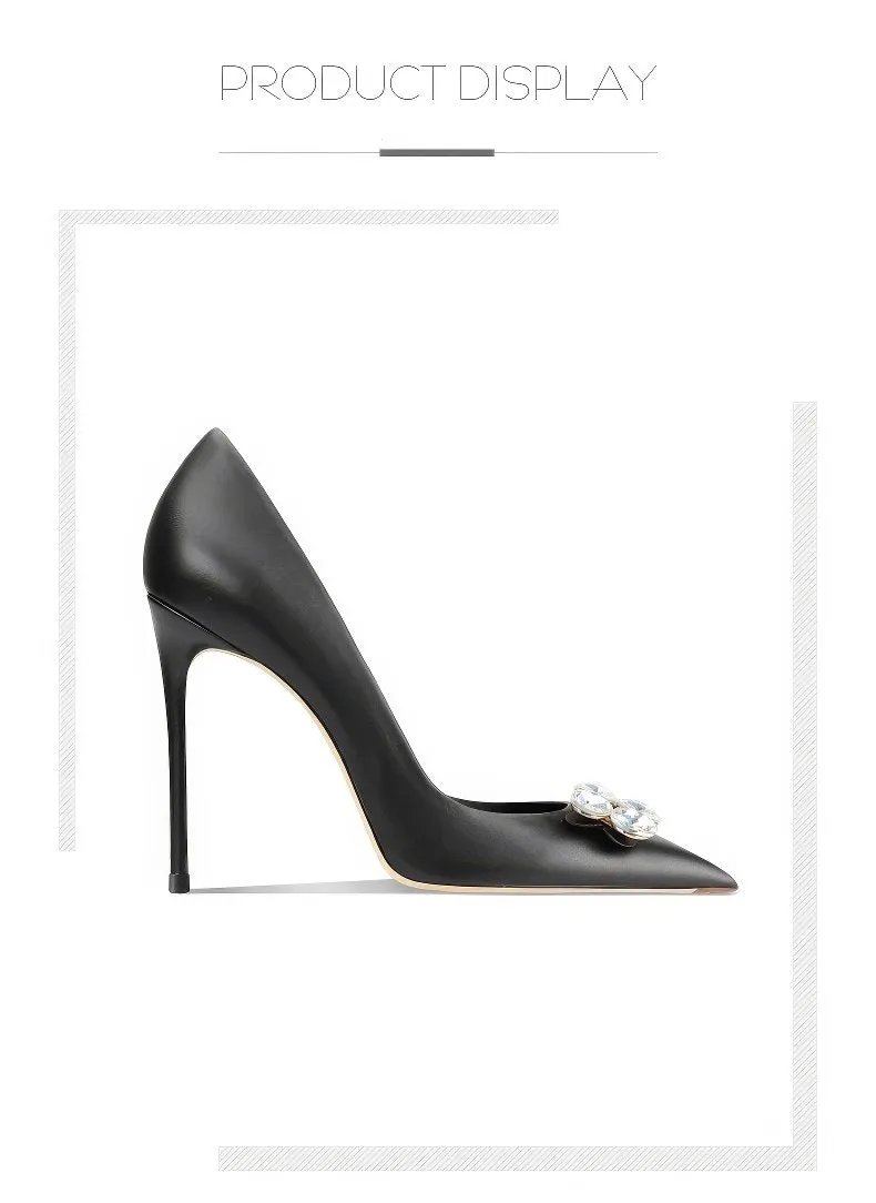 Women's Diamante Embellished Mid Heel Pointed Toe Pumps