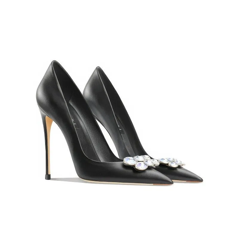 Women's Diamante Embellished Mid Heel Pointed Toe Pumps