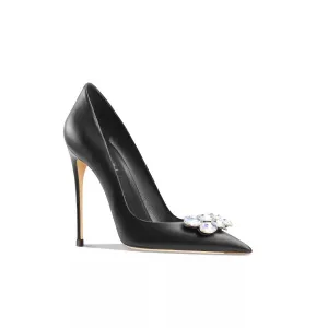 Women's Diamante Embellished Mid Heel Pointed Toe Pumps