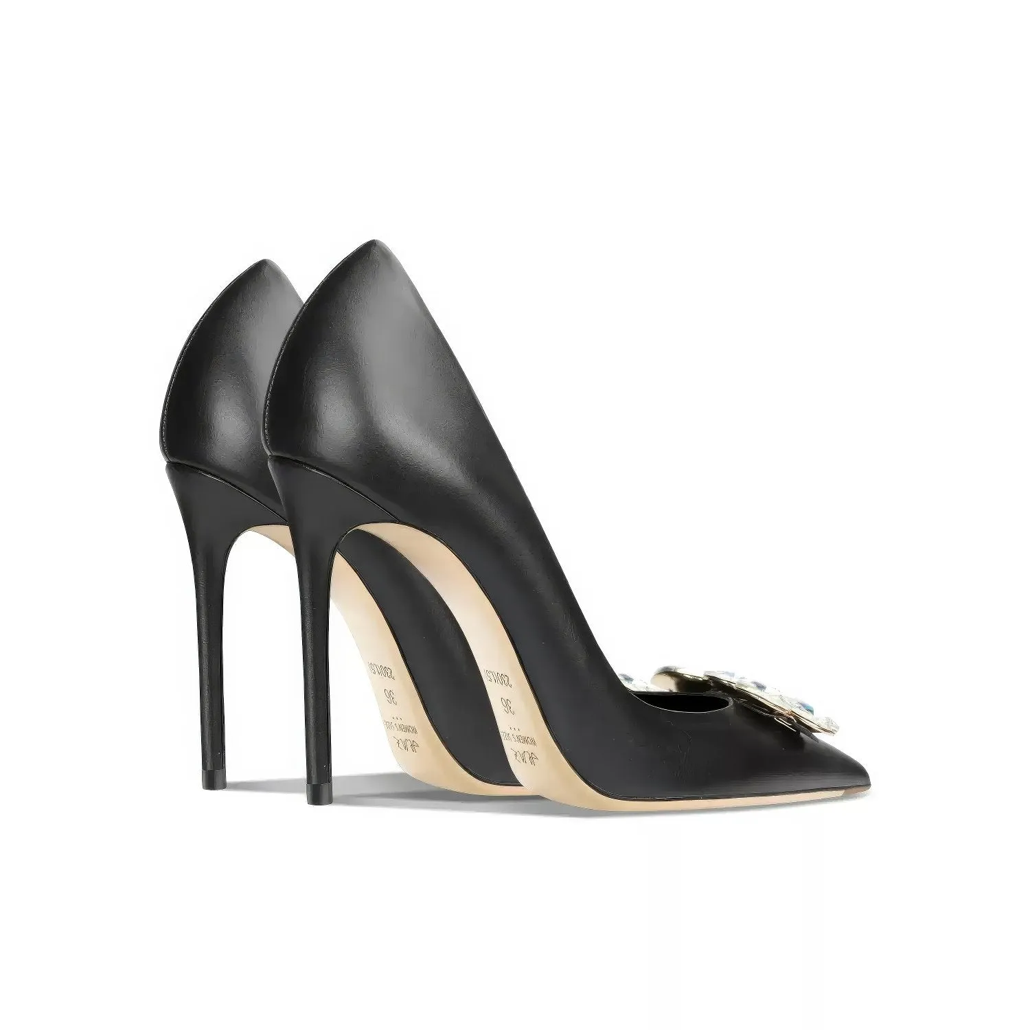 Women's Diamante Embellished Mid Heel Pointed Toe Pumps