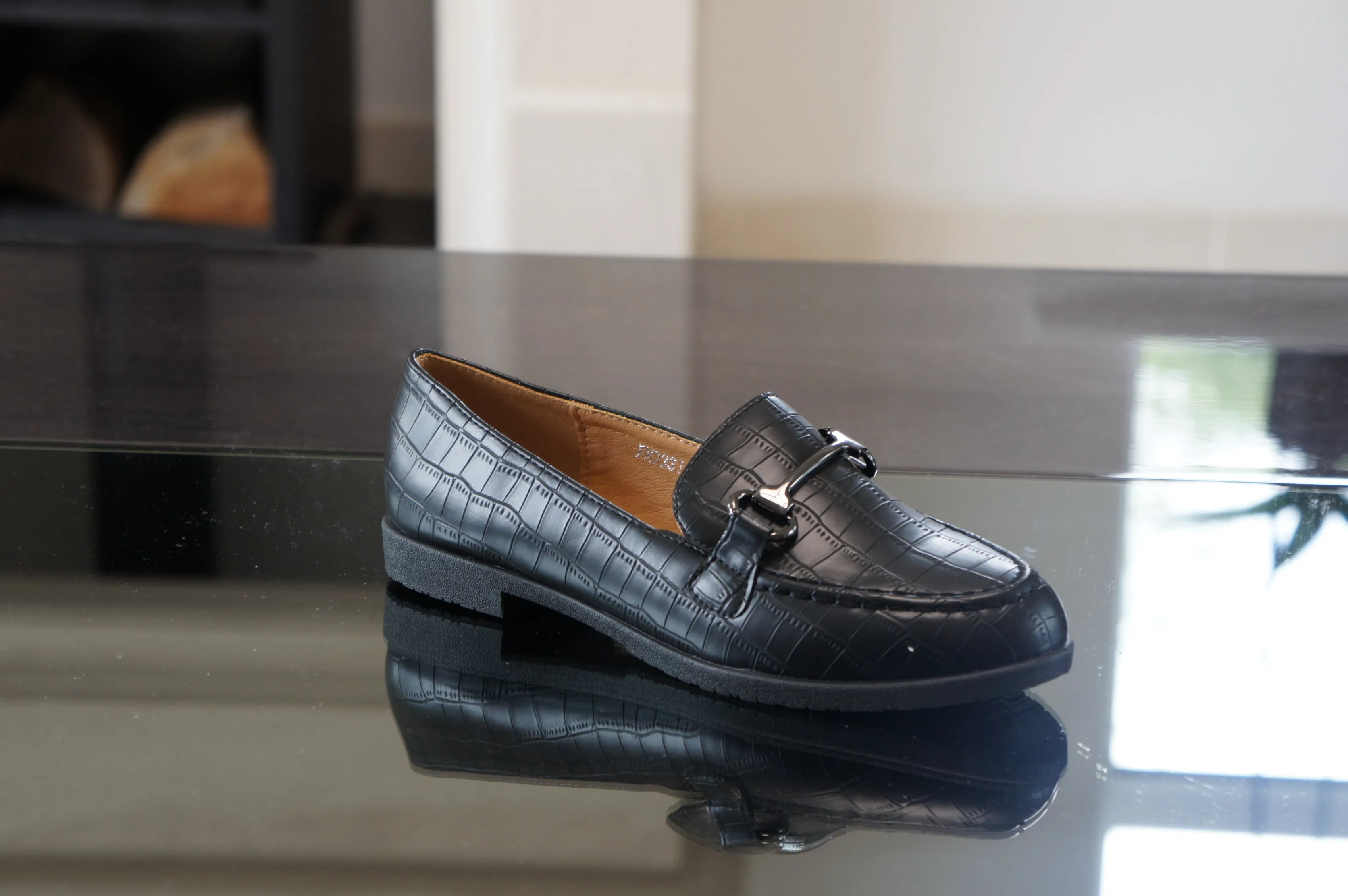 Womens Loafers Ladies Flat Slip-on Slider Casual Comfy Daily Wear Shoes FM3331 BLACK