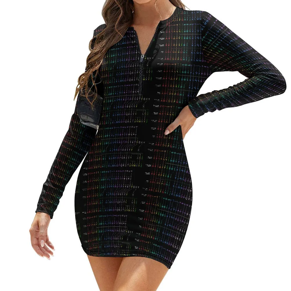 Women's OPM HIStory Zipper Long Sleeve Hip Dress