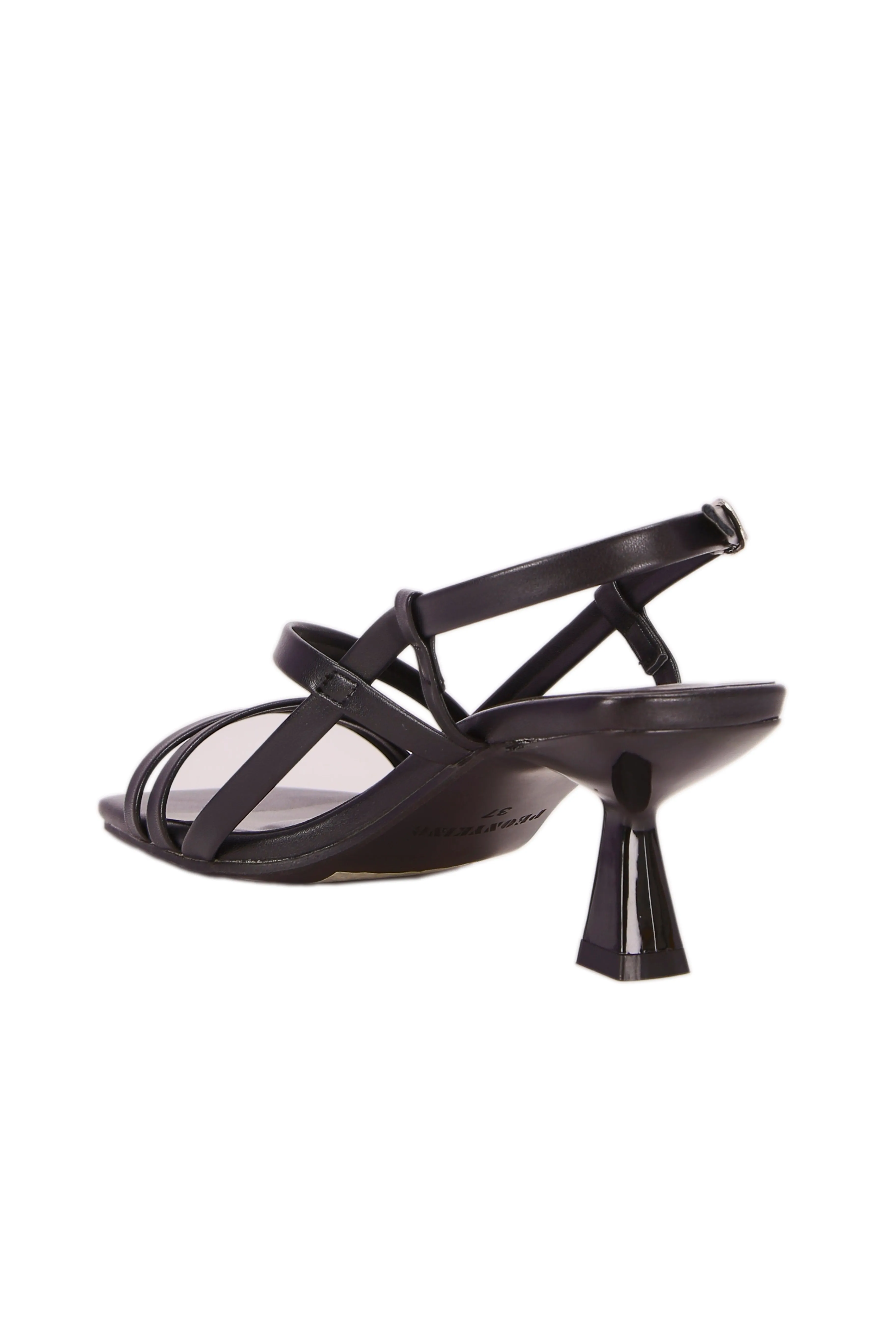 Women's stiletto mid-heel imitation leather sandals, rear ankle strap 8-shaped buckle women's shoes, suitable for urban fashionable women  3128-2